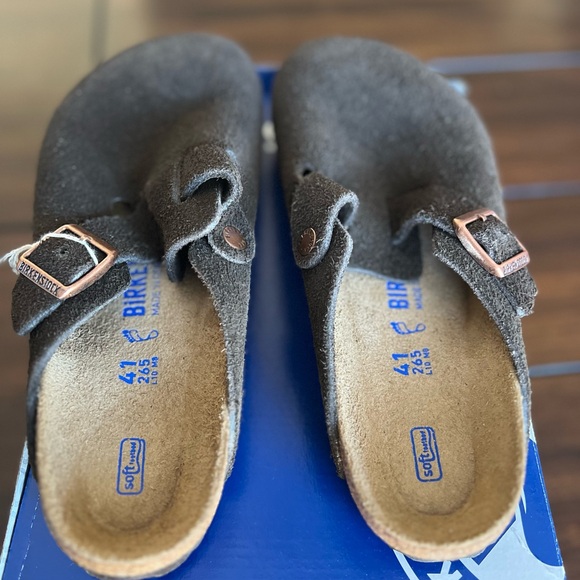 Birkenstock Boston Mocha Suede Leather Soft Footbed Reg Width US W10 M8 EU 41 - Picture 6 of 8